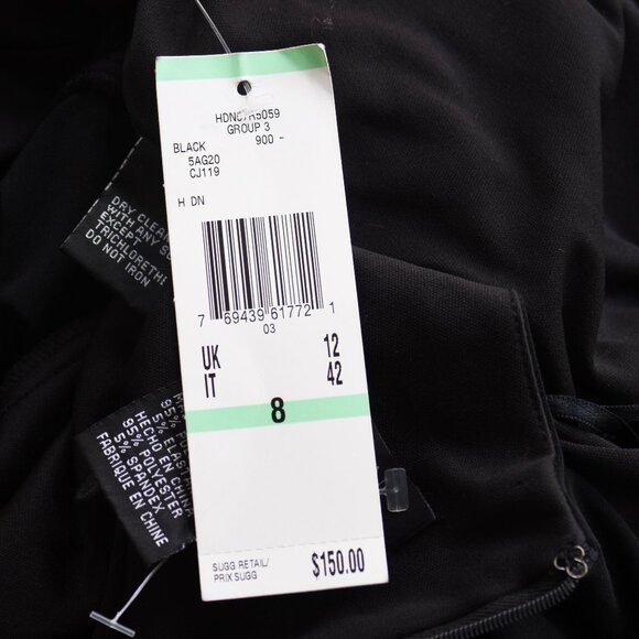 NWT $150. Anne Klein Black Dress with Ruched Waist Size 8 - Picture 6 of 6